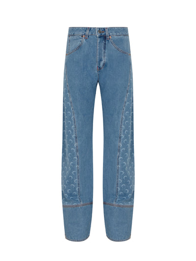 Moon Laser Denim Curved Jeans (Light Blue)