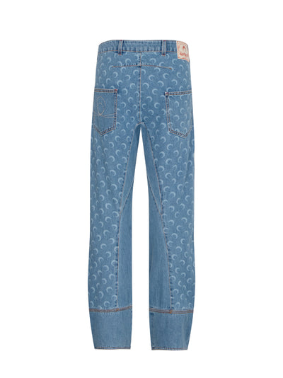 Moon Laser Denim Curved Jeans (Light Blue)