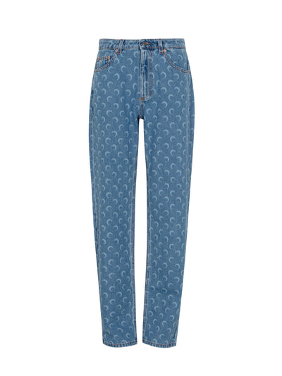 Moon Laser Denim Loose Jeans (Light Blue)