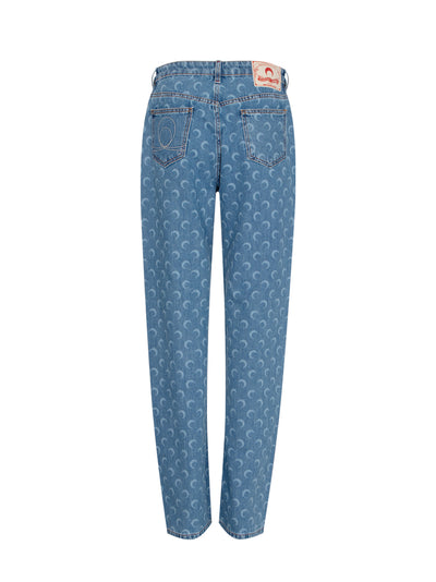 Moon Laser Denim Loose Jeans (Light Blue)