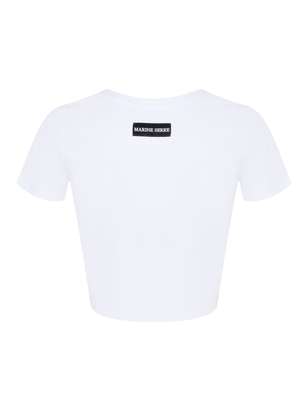 Women Moon Logo Ribbed Jersey Cut-Out T-Shirt (White)
