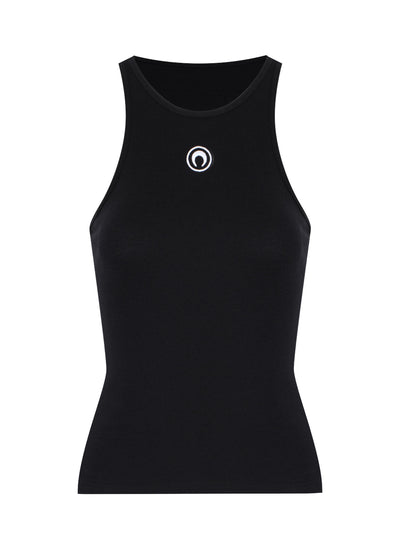 Women Moon Logo Ribbed Jersey Tank Top (Black)