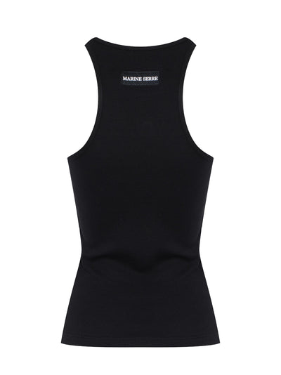 Women Moon Logo Ribbed Jersey Tank Top (Black)