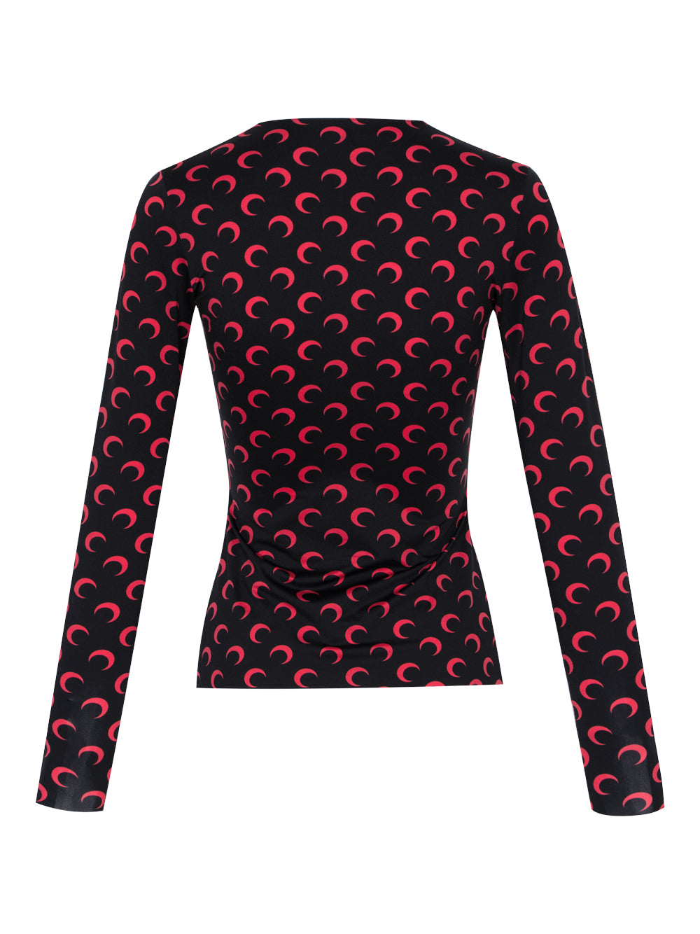 Moon Printed Jersey Second Skin Crewneck Top (Black&Red)