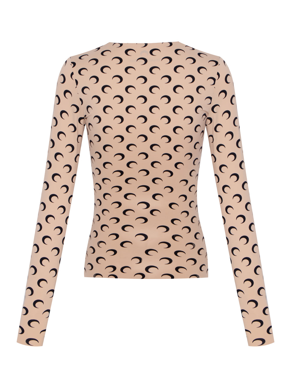 Moon Printed Jersey Second Skin Crewneck Top (Tan)
