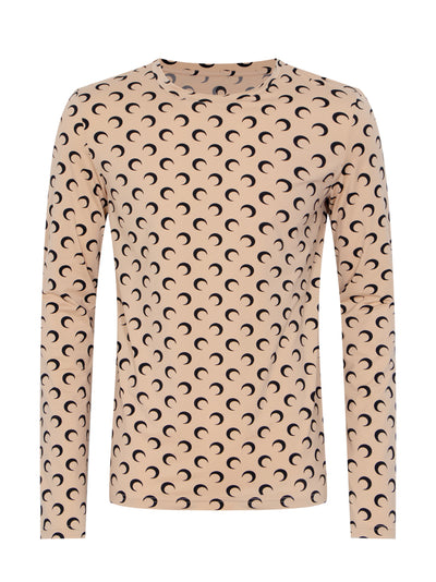 Men Moon Printed Jersey Second Skin Regular Top (Tan)