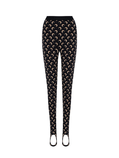 Women Moon Printed Jersey Stirrup Leggings (Inverse Tan)
