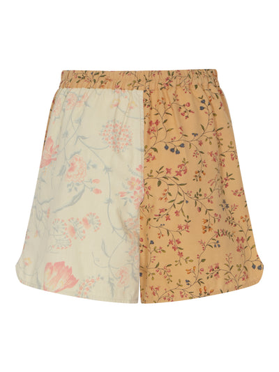 Upcycled Floral Linen Shorts (Gravel)