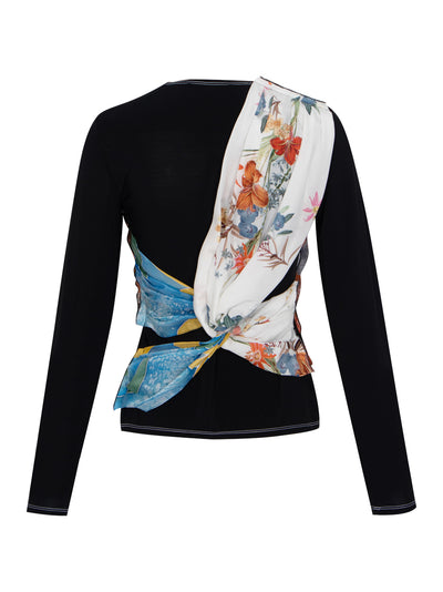 Upcycled Silk Scarves Draped Dress (Multi Color)
