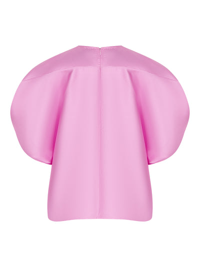 Heavy Satin Round Sleeve Top (Pink)