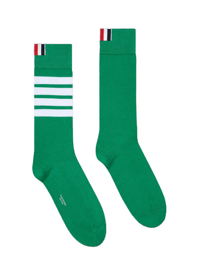 Cotton 4-Bar Mid Calf Sock Medium Green