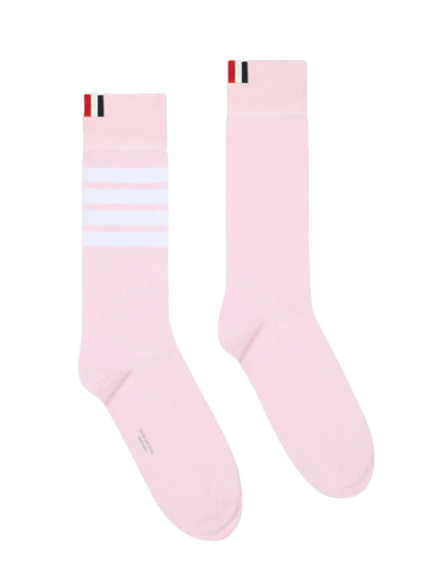 Cotton 4-Bar Mid Calf Socks Light Pink