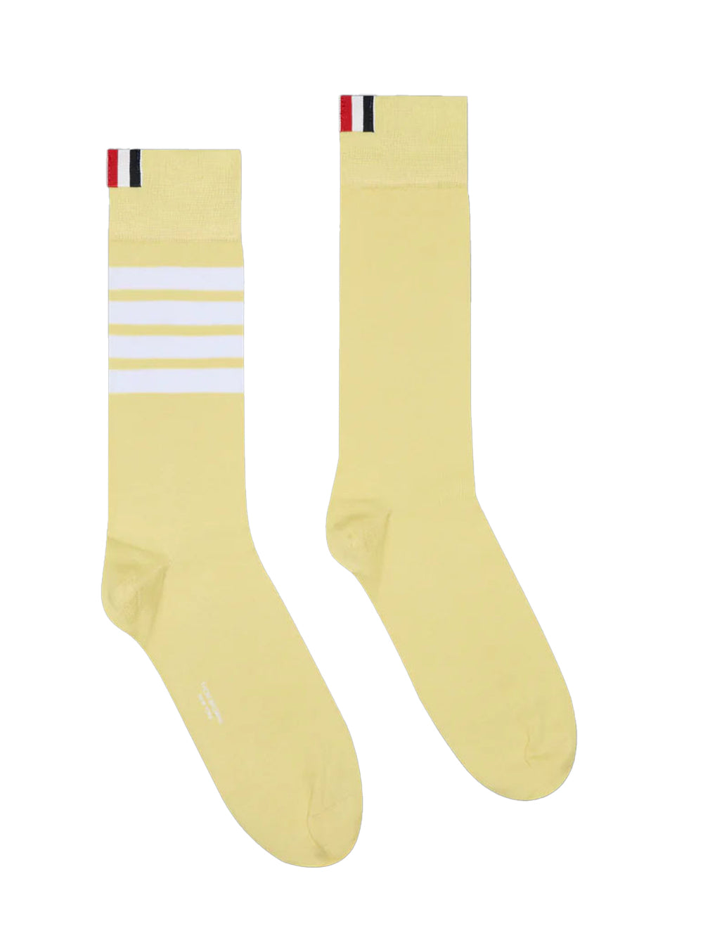 Cotton 4-Bar Mid Calf Sock Pale Yellow