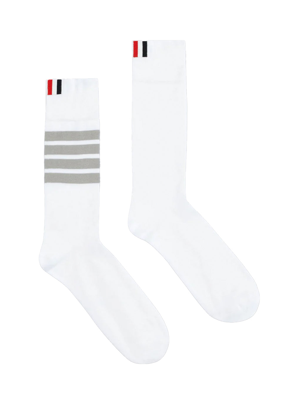 Lightweight Cotton 4-Bar Mid Calf Socks White