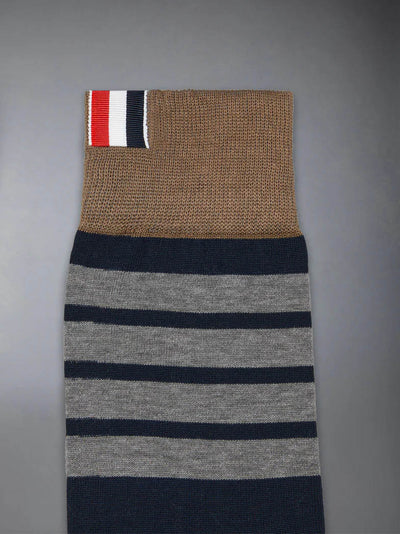Mens Knit Hosiery Socks Navy/grey/br