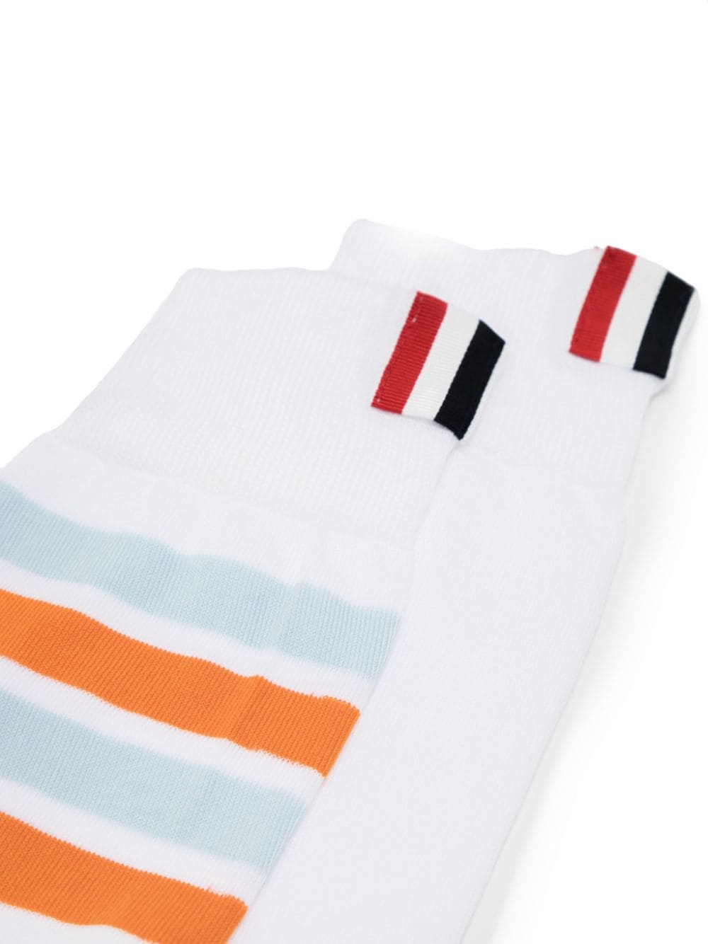 Mid Calf Socks In Cotton W/ 4 Bar Stripe White