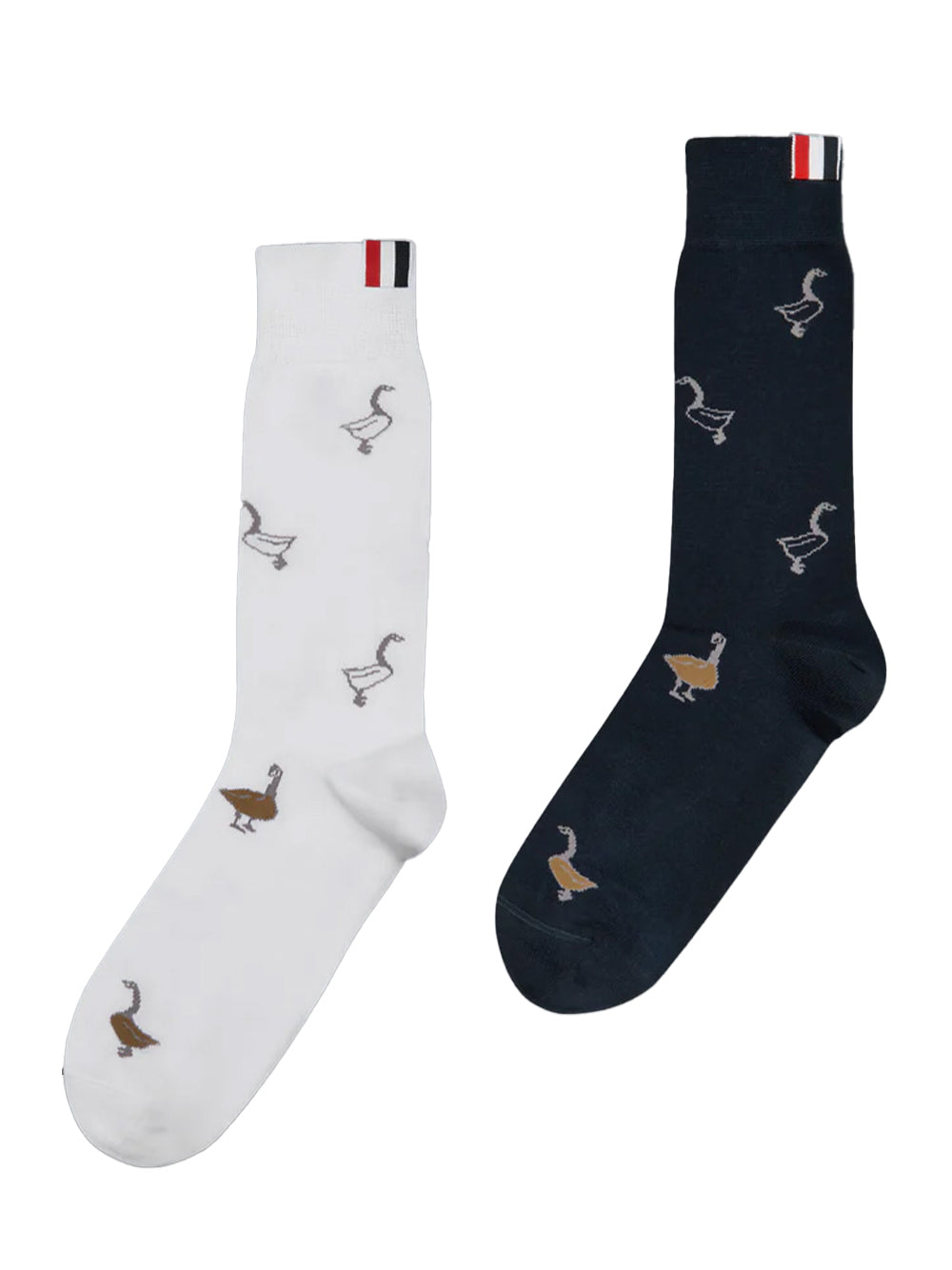 Funmix Geese Jacquard Mid Calf Socks Navy/White