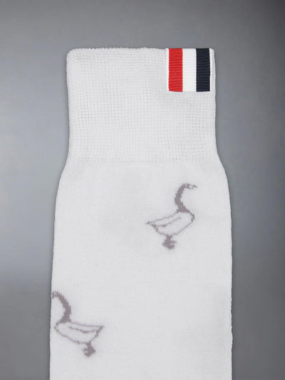 Funmix Geese Jacquard Mid Calf Socks Navy/White