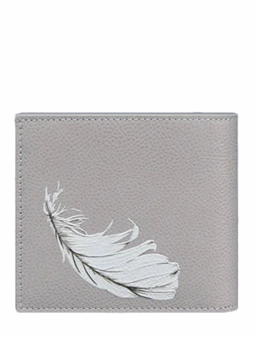 Feather Print Pebble Grain Bilfold (Light Grey)