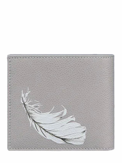 Feather Print Pebble Grain Bilfold (Light Grey)