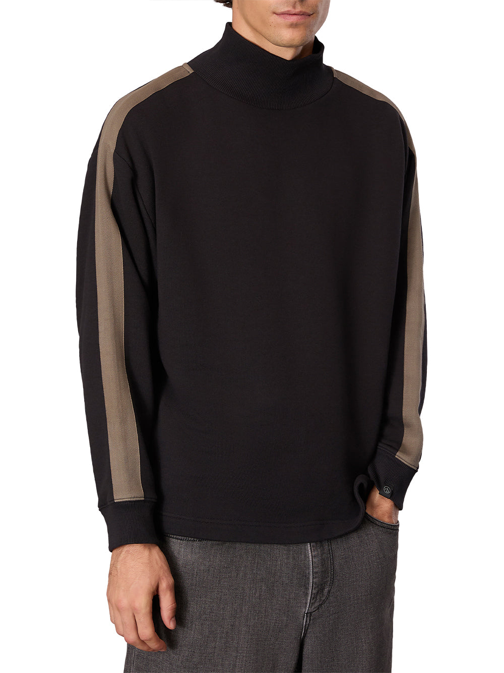 Mixed Media Mockneck Black