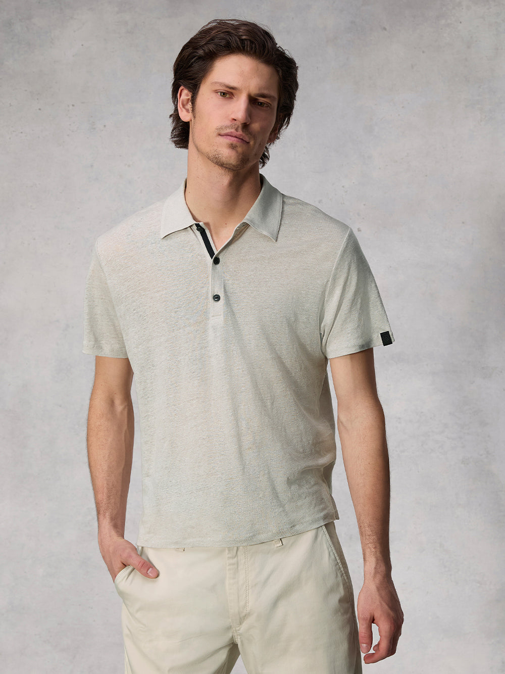 Classic Linen Polo (Light Grey)