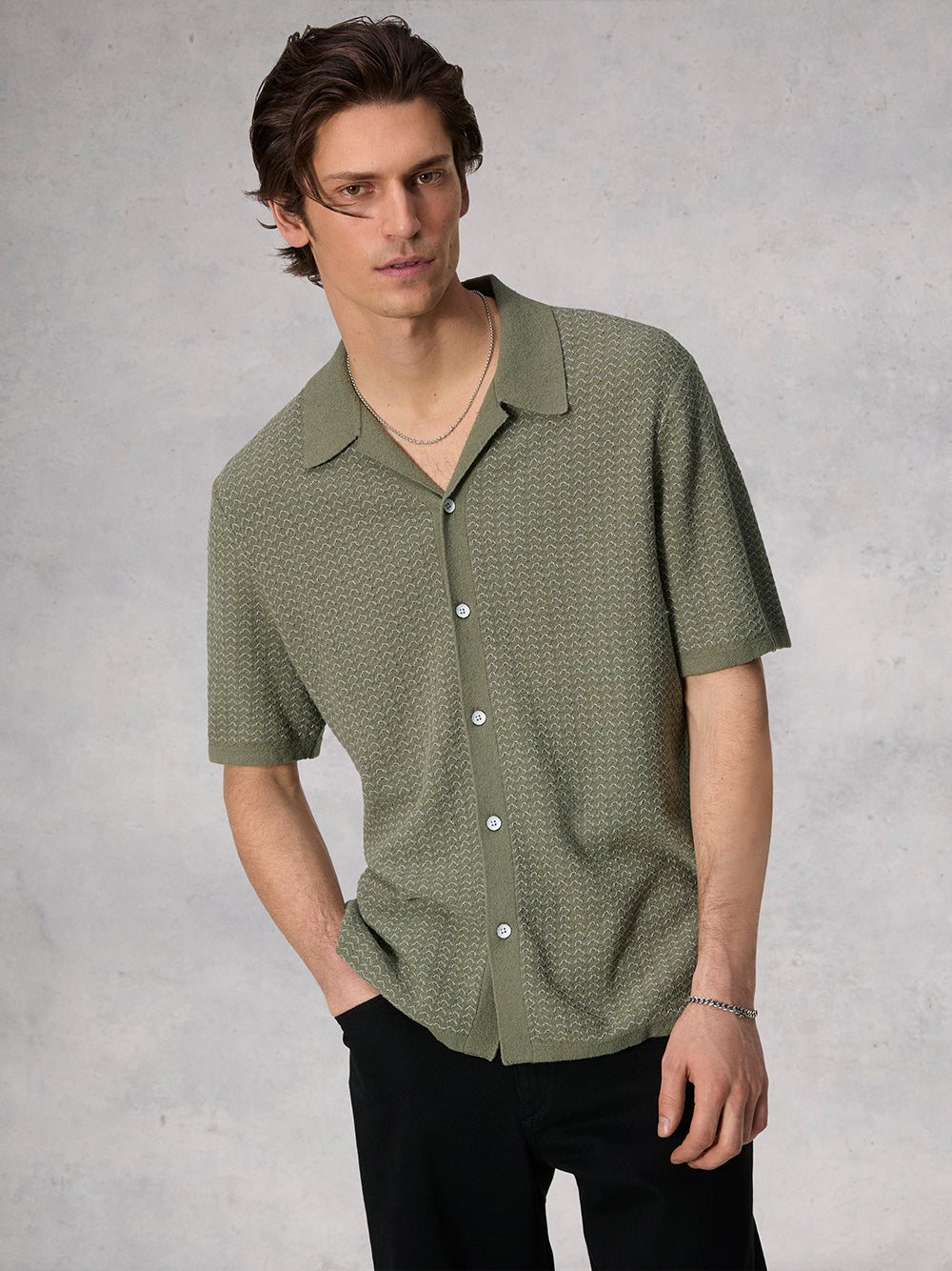 Avery Jacquard Zuma Toweling Shirt (Vetiver)