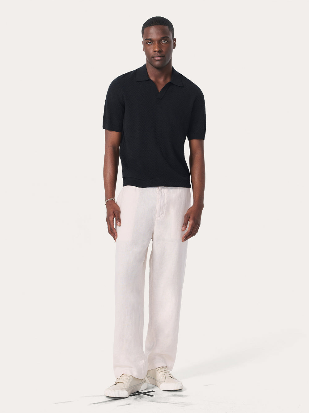 Zuma Herringbone Knit Polo Shirt (Black)