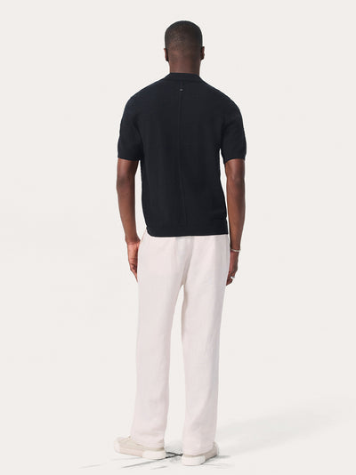 Zuma Herringbone Knit Polo Shirt (Black)