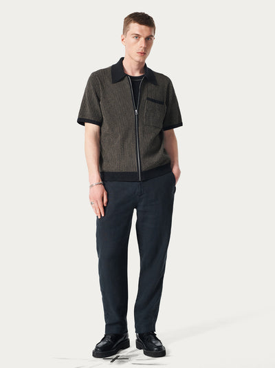 Zuma Zip Knit Polo Shirt (Black)