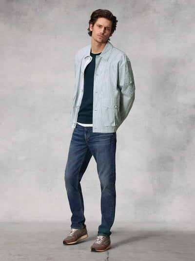 Cade Striped Cotton Jacket (Blue Stripe)