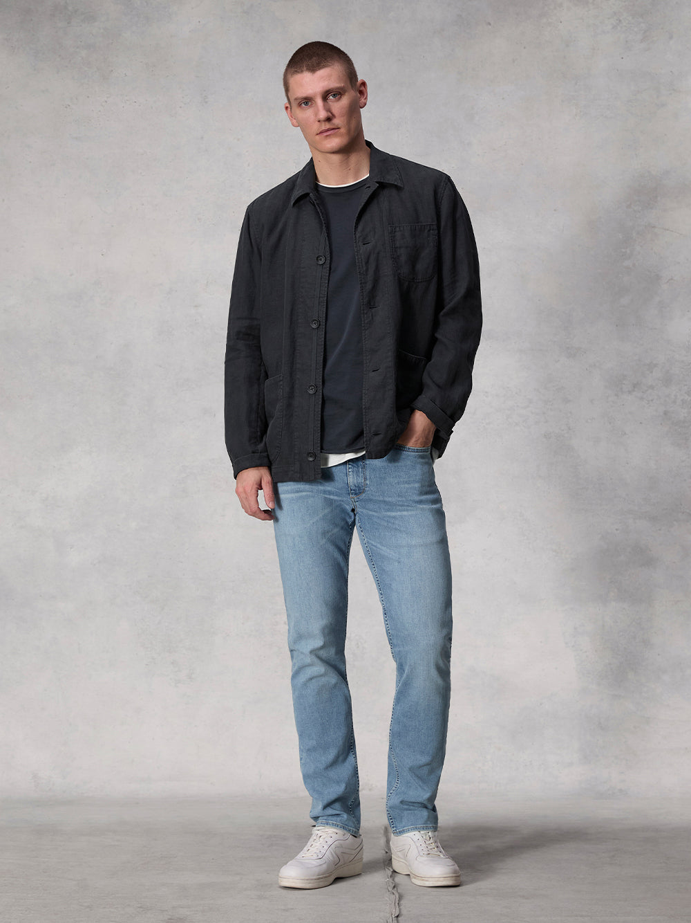 Evan Linen Chore Jacket (Black)