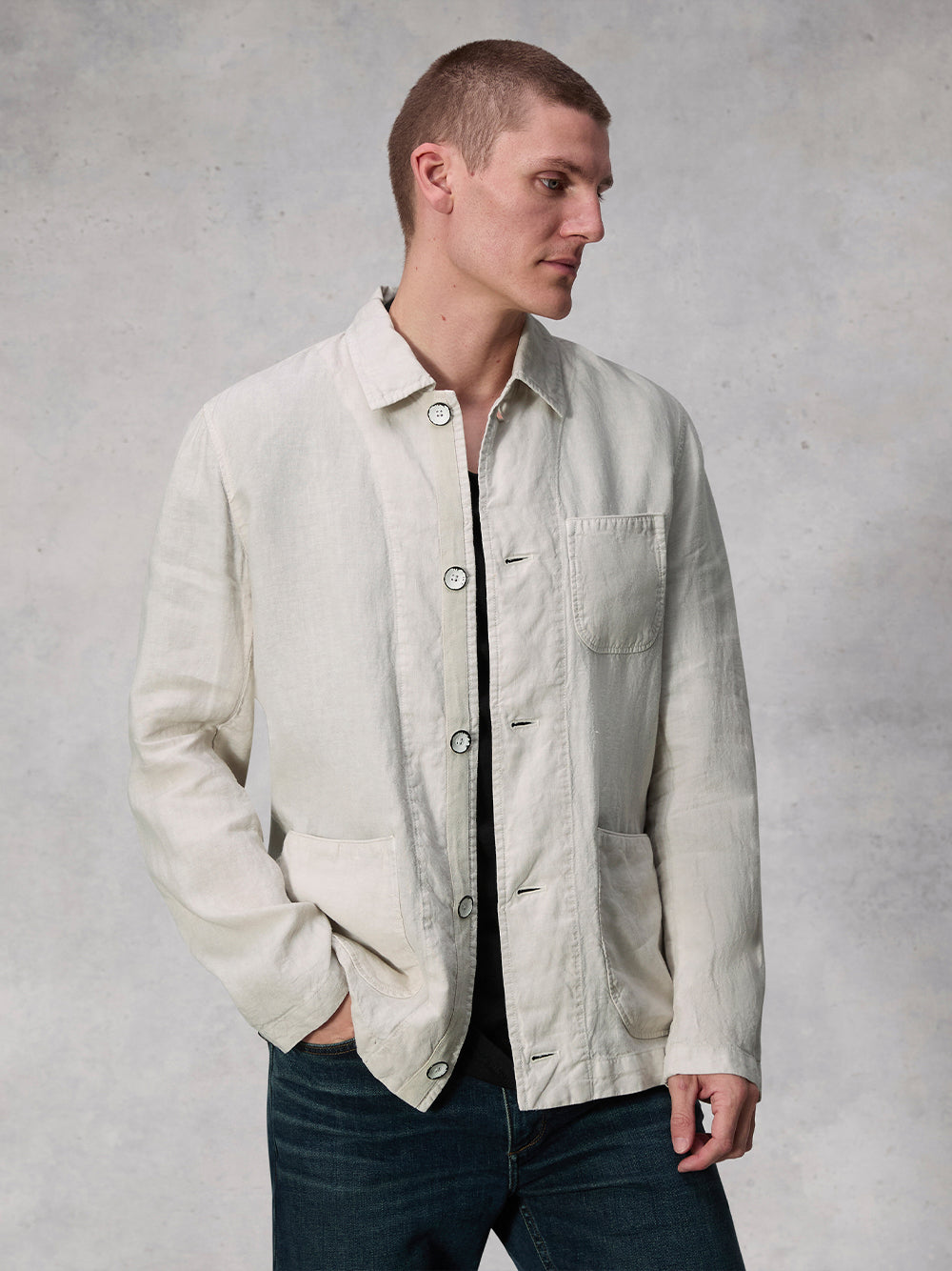 Evan Linen Chore Jacket (Light Grey)