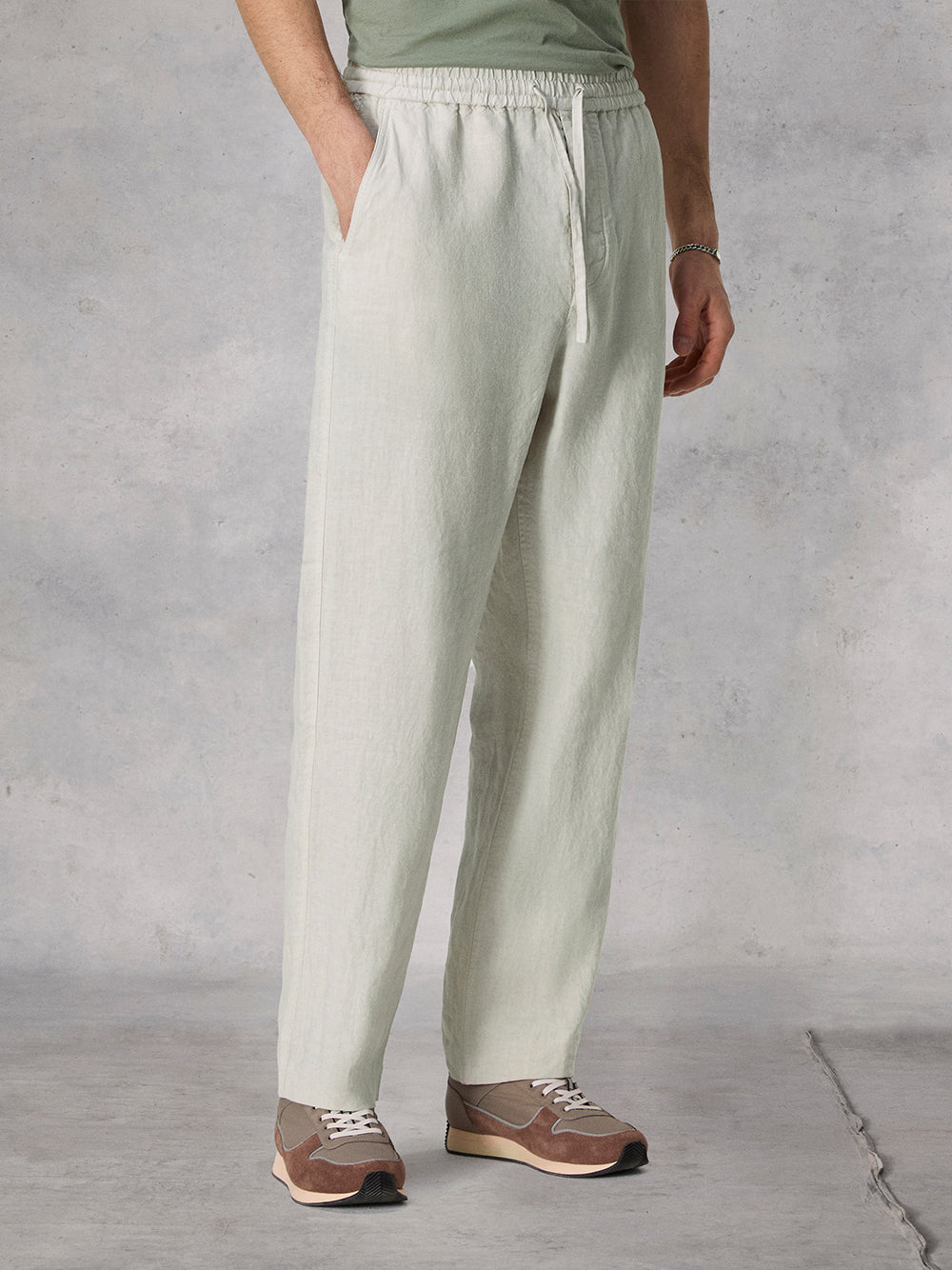 Bradford Linen Drawstring Pant (Light Grey)