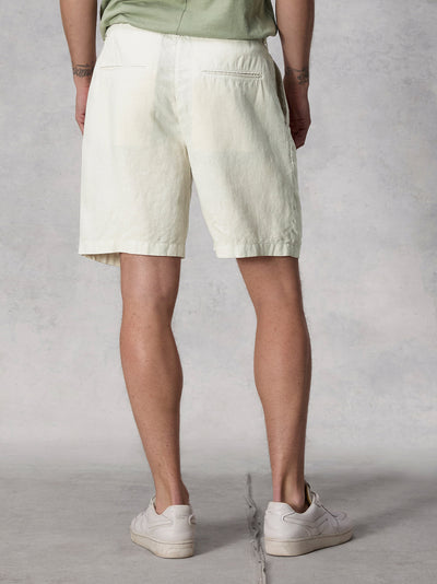 Elliot Pleated Linen Short (Light Grey)