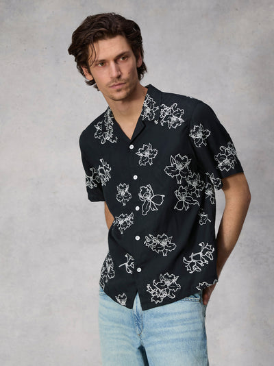 Avery Resort Embroidered Shirt (Black)