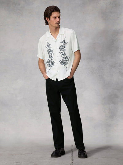 Avery Resort Embroidered Shirt (Aged White)