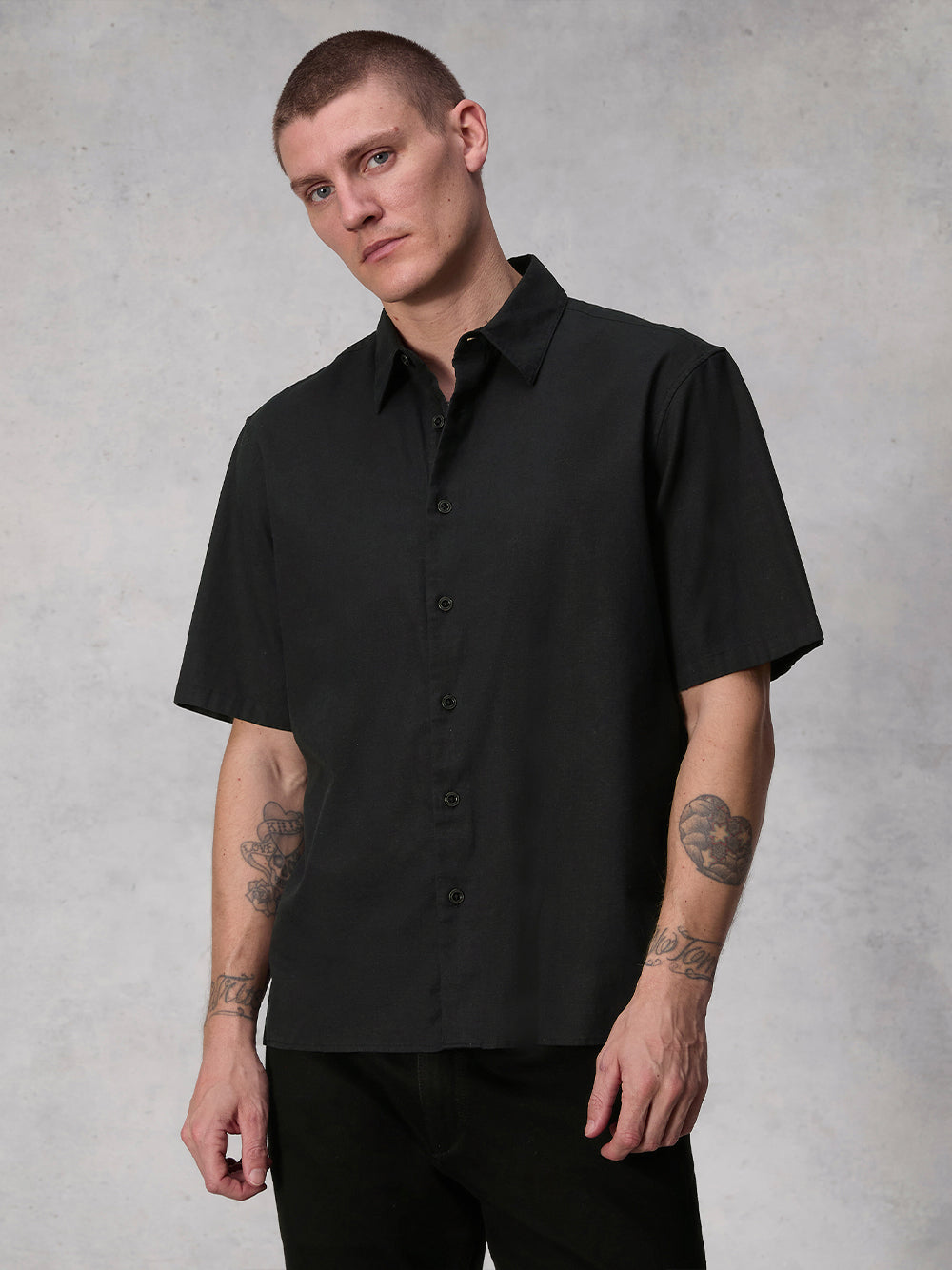 Dalton Cotton Hemp Shirt (Black)