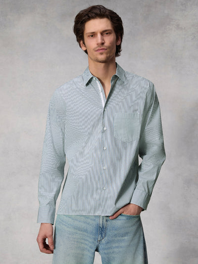 Dalton Striped Hemp Cotton Shirt (Blue Stripe)