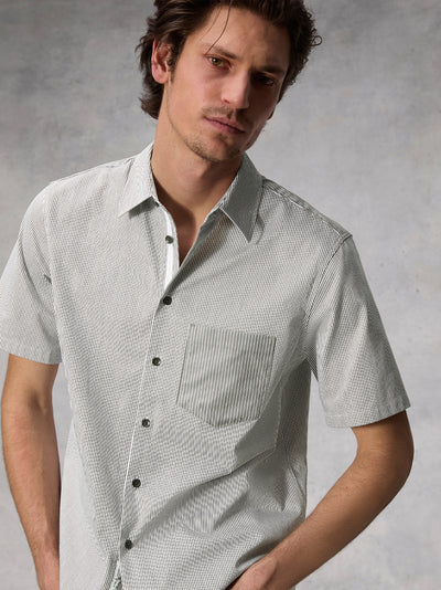 Dalton Striped Cotton Nylon Shirt (Brown Stripe)