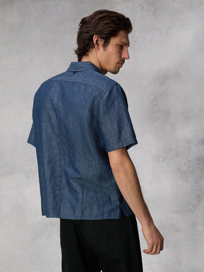 Dalton Linen Denim Shirt (Dark Indigo)