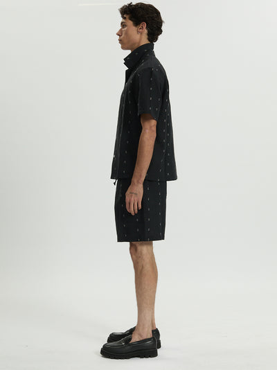 Marc Embroidered Short Black Remi Stripe