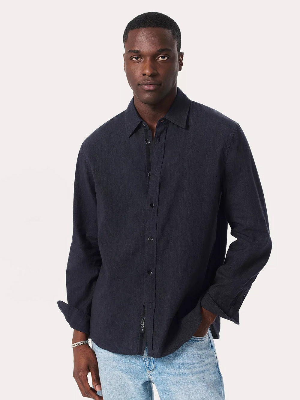 Finch Linen Long Sleeve Shirt (Black)