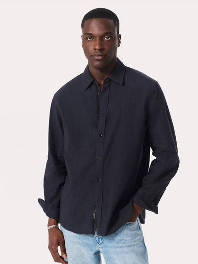 Finch Linen Long Sleeve Shirt (Black)
