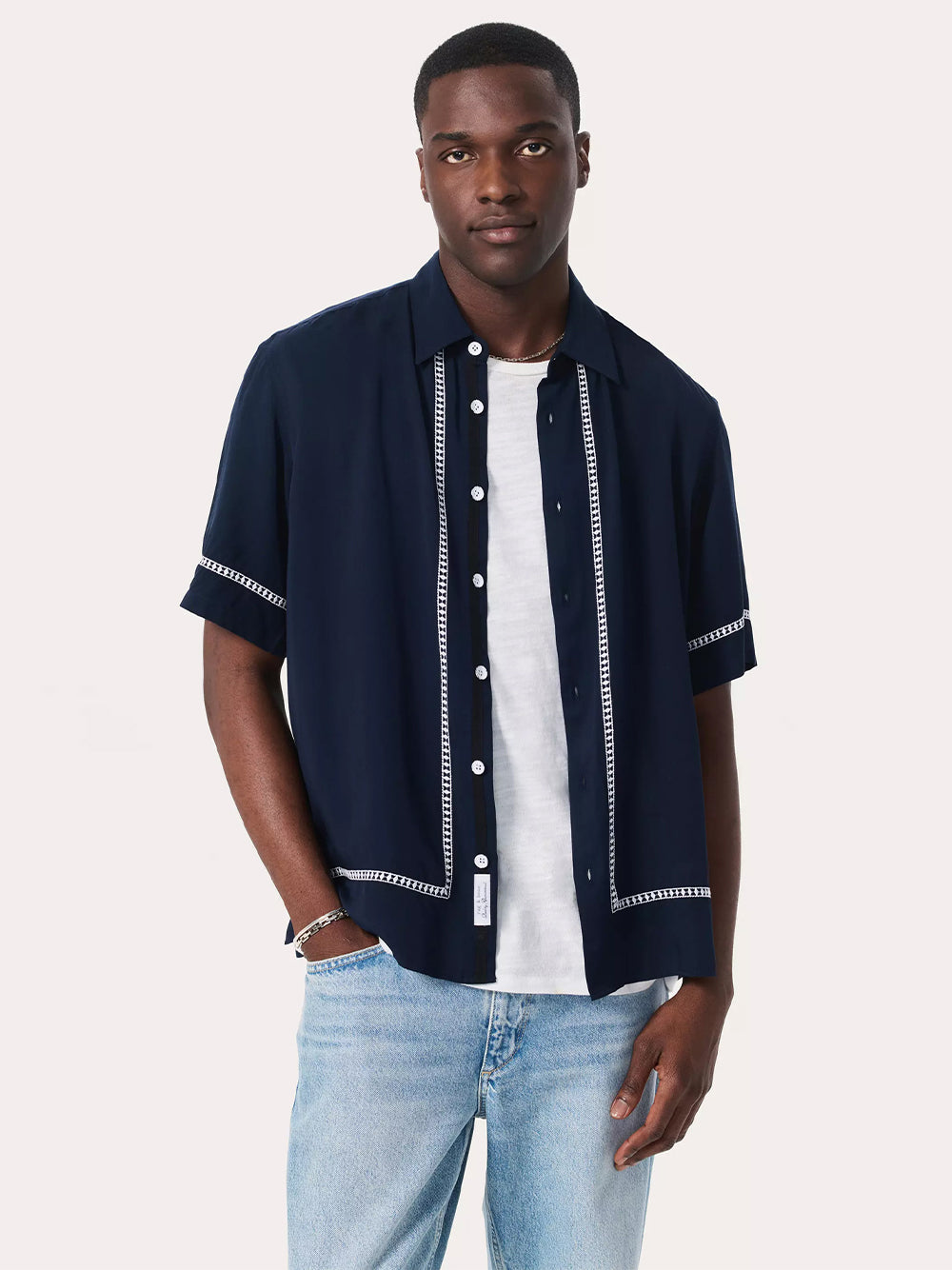 Dalton Embroidered Shirt (Blue Ezra Stripe)