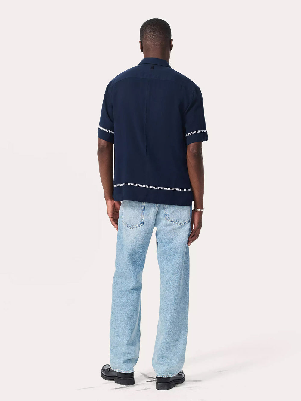 Dalton Embroidered Shirt (Blue Ezra Stripe)