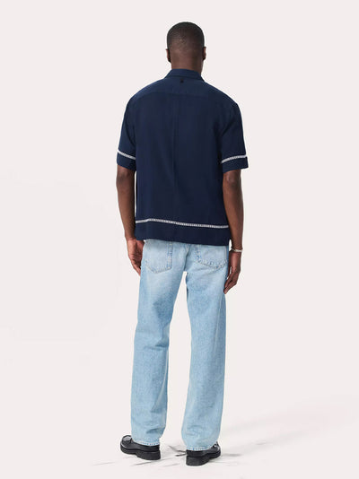 Dalton Embroidered Shirt (Blue Ezra Stripe)