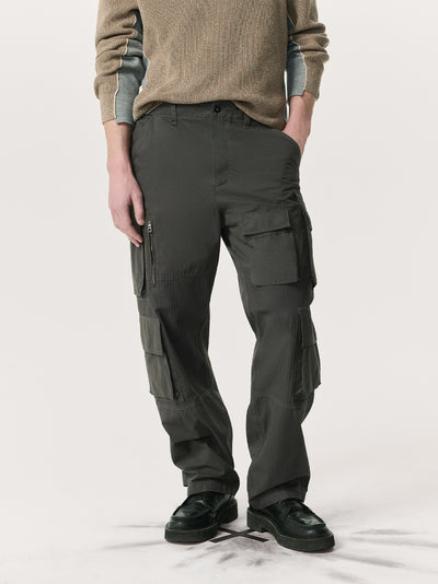 Union Relaxed Straight Cotton Cargo Pants (Dark Grey)
