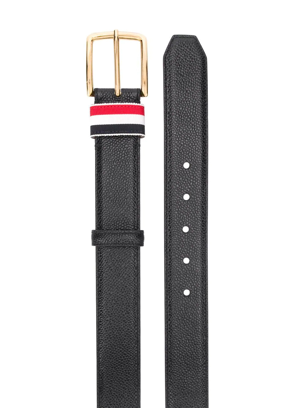 Pebble Grain Stripped Loop 35 (mm.) Belt (Black)