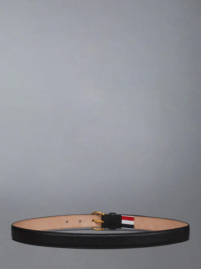 Pebble Grain Round Buckle Belt Black